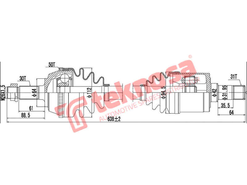DRIVESHAFT - DHO161 (TEKNOSA)