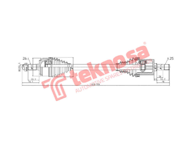 DRIVESHAFT - DHO208 (TEKNOSA)