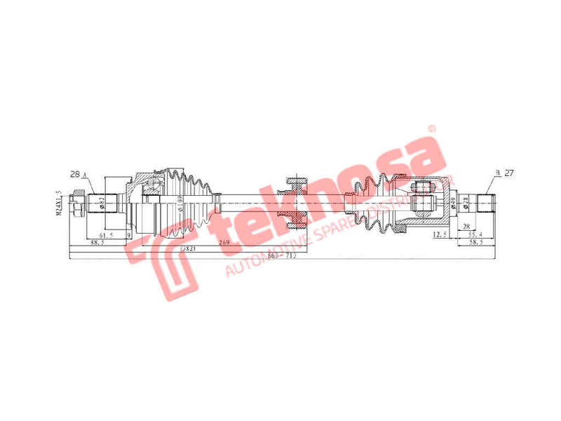 DRIVESHAFT - DHO212 (TEKNOSA)