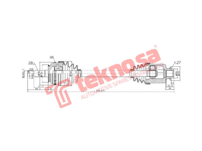 DRIVESHAFT - DHO218 (TEKNOSA)