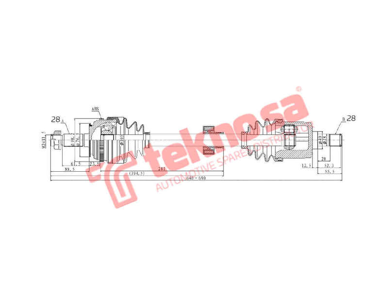 DRIVESHAFT - DHO219 (TEKNOSA)