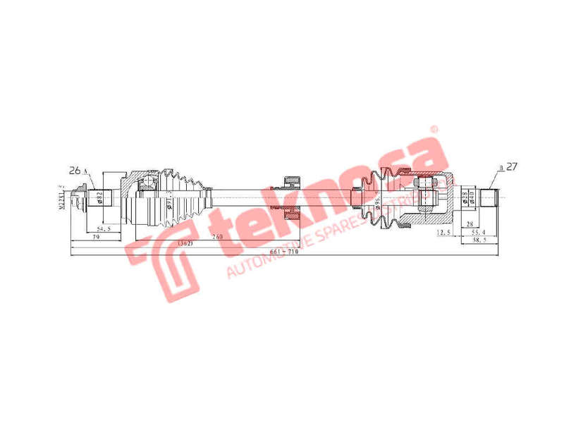 DRIVESHAFT - DHO220 (TEKNOSA)