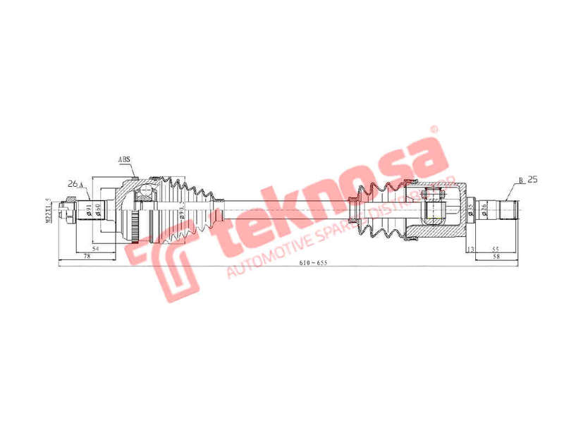 DRIVESHAFT - DHO227 (TEKNOSA)