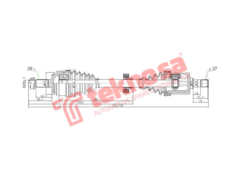 DRIVESHAFT - DHO228 (TEKNOSA)