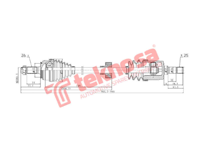 DRIVESHAFT - DHO230 (TEKNOSA)