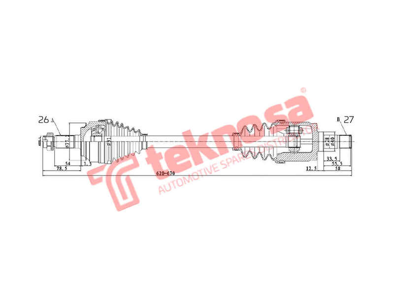 DRIVESHAFT - DHO232 (TEKNOSA)