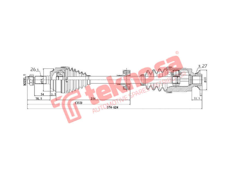 DRIVESHAFT - DHO233 (TEKNOSA)