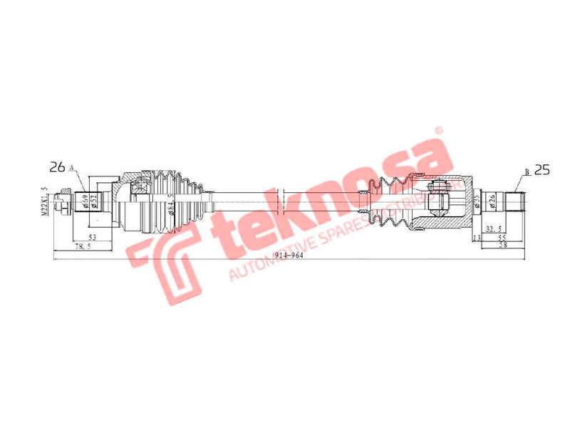 DRIVESHAFT - DHO235 (TEKNOSA)