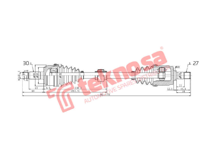 DRIVESHAFT - DHO236 (TEKNOSA)