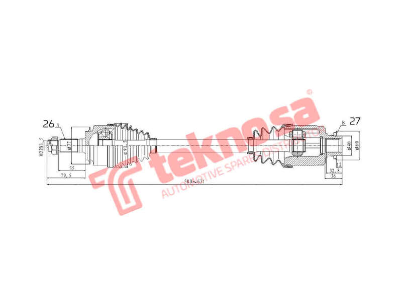 DRIVESHAFT - DHO237 (TEKNOSA)