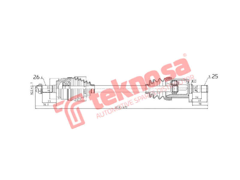DRIVESHAFT - DHO238 (TEKNOSA)