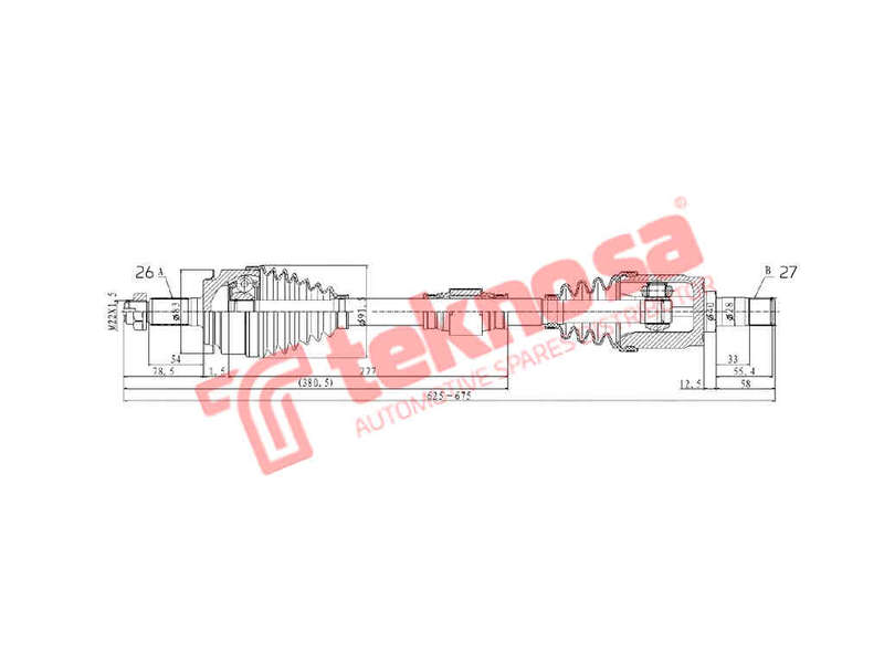 DRIVESHAFT - DHO244 (TEKNOSA)
