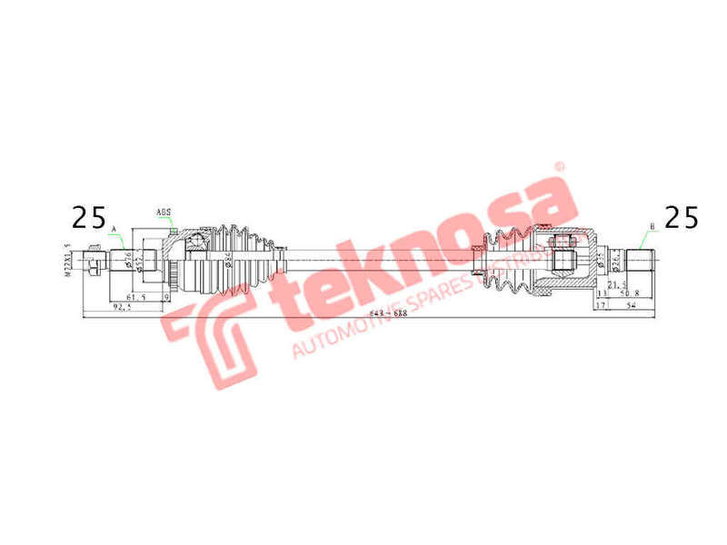 DRIVESHAFT - DHY205A (TEKNOSA)