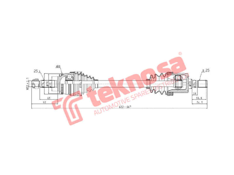DRIVESHAFT - DHY210 (TEKNOSA)