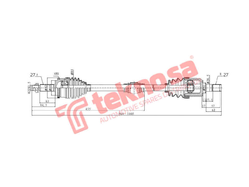 DRIVESHAFT - DHY215 (TEKNOSA)