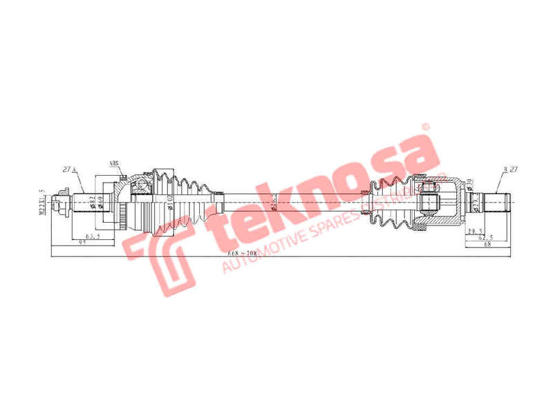DRIVESHAFT - DHY216 (TEKNOSA)