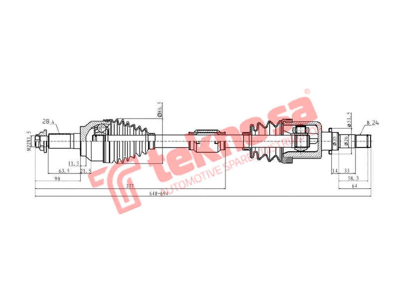 DRIVESHAFT - DMA104 (TEKNOSA)