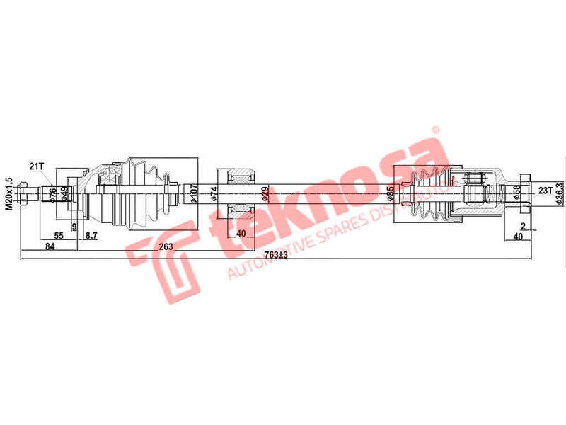 DRIVESHAFT - DRE221 (TEKNOSA)