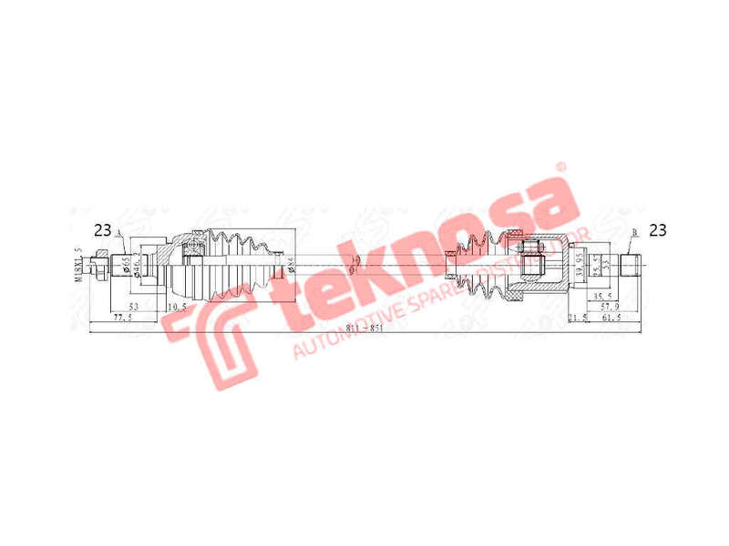 COMPLETE DRIVESHAFT - DRN204 (TEKNOSA)