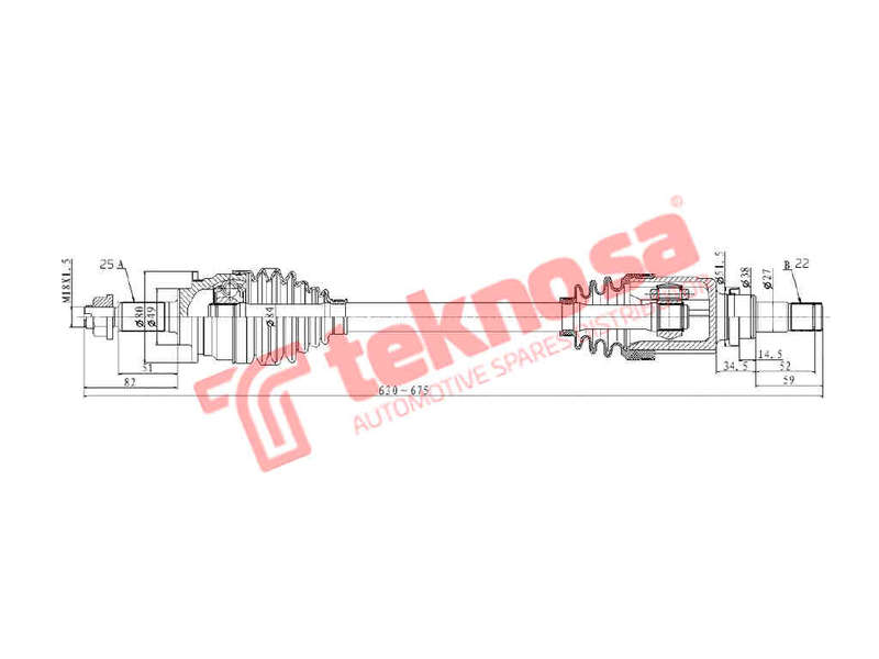 DRIVESHAFT - DSU102 (TEKNOSA)