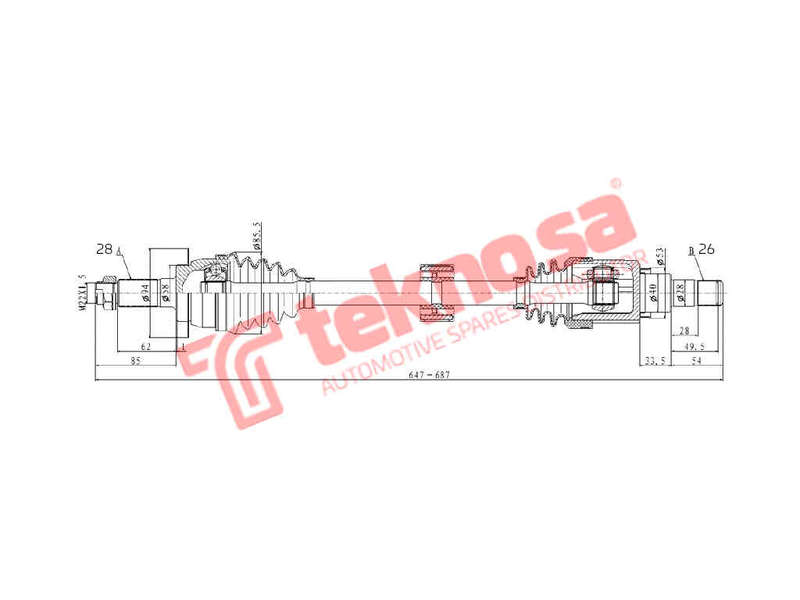 DRIVESHAFT - DSU110 (TEKNOSA)