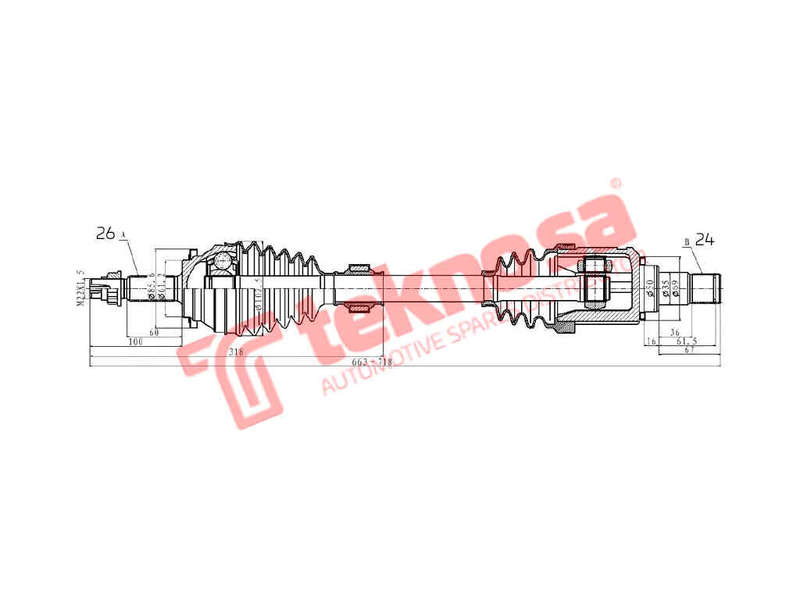 DRIVESHAFT - DTO222 (TEKNOSA)
