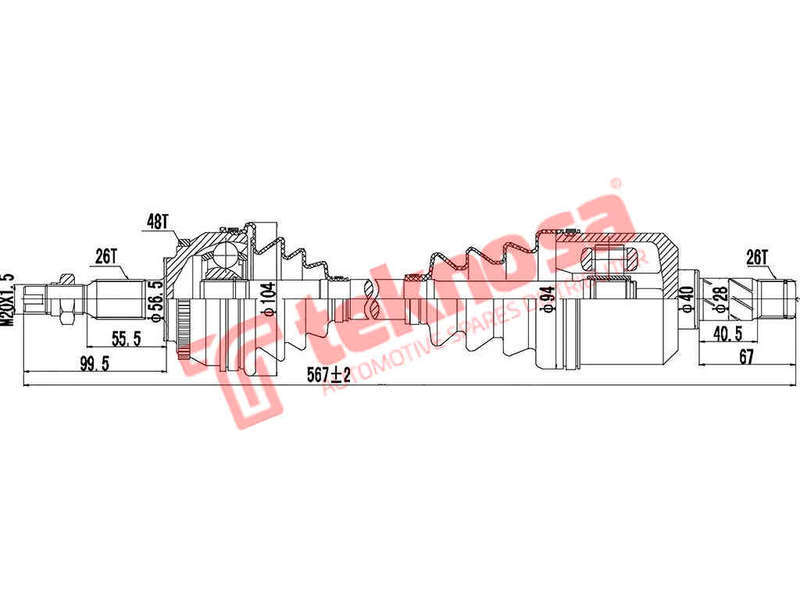 DRIVESHAFT - DVO100 (TEKNOSA)