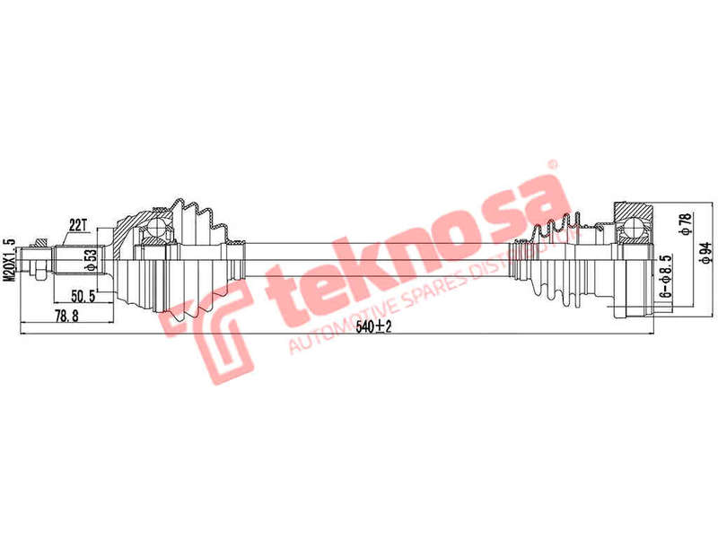 DRIVESHAFT - DVW120 (TEKNOSA)