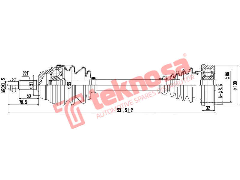 DRIVESHAFT - DVW130 (TEKNOSA)