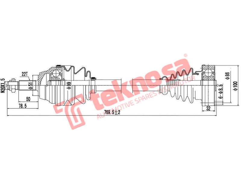 DRIVESHAFT - DVW131 (TEKNOSA)