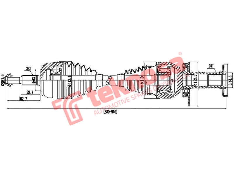 DRIVESHAFT - DVW421 (TEKNOSA)