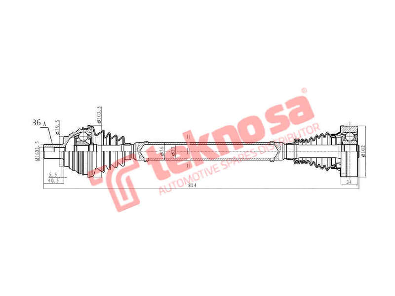 COMPLETE DRIVESHAFT - DVW460 (TEKNOSA)