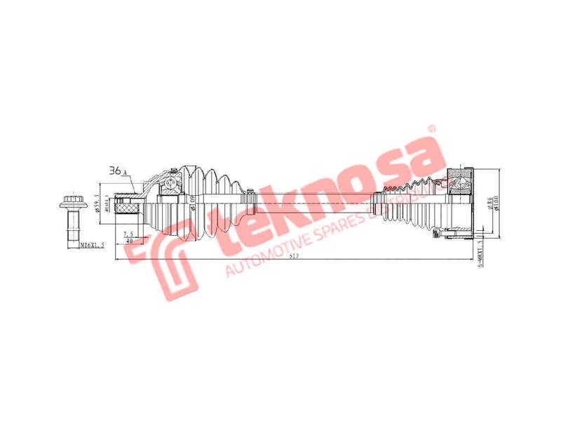 DRIVESHAFT - DVW461 (TEKNOSA)