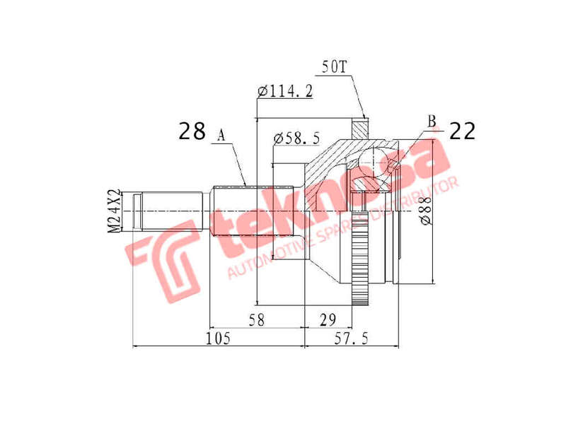 OUTER CV JOINT - FD3033A (TEKNOSA)