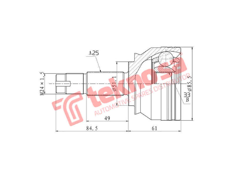 CV OUTER JOINT - FI3037 (TEKNOSA)