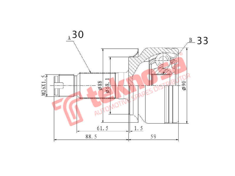 OUTER CV JOINT - HO3017 (TEKNOSA)