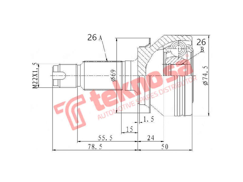 OUTER CV JOINT - HO3020 (TEKNOSA)