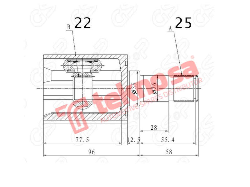 INNER CV JOINT - HO4010 (TEKNOSA)