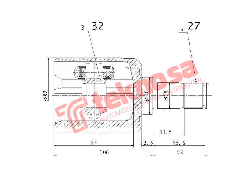 INNER CV JOINT - HO4014 (TEKNOSA)