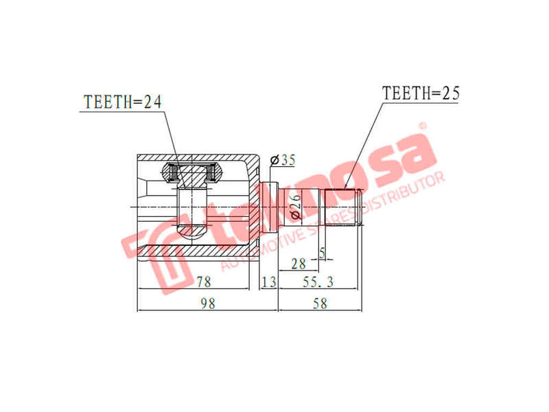 INNER CV JOINT - HO4018 (TEKNOSA)