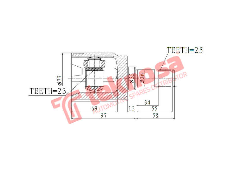 INNER CV JOINT - HO4021 (TEKNOSA)