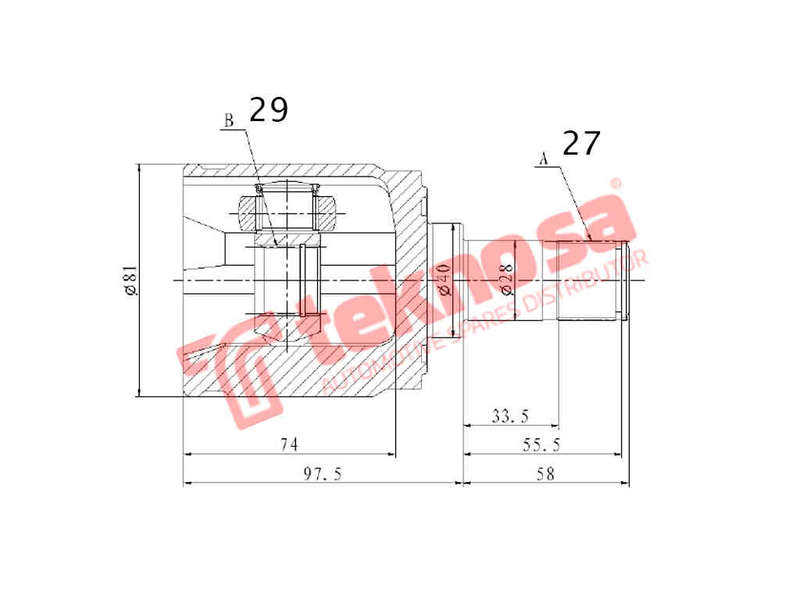INNER CV JOINT - HO4023 (TEKNOSA)
