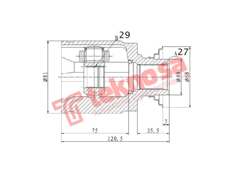INNER CV JOINT - HO4024 (TEKNOSA)