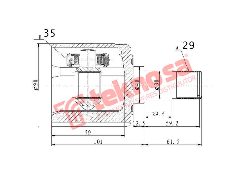 INNER CV JOINT - HO4025 (TEKNOSA)
