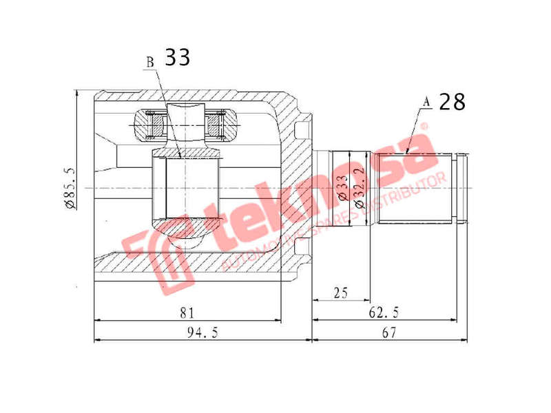 INNER CV JOINT - HY4026 (TEKNOSA)