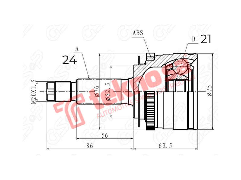OUTER CV JOINT - HY7030A (TEKNOSA)