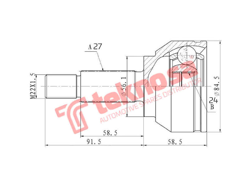 CV OUTER JOINT - JG3001 (TEKNOSA)