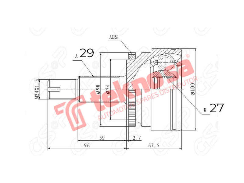 OUTER CV JOINT - KA3013A (TEKNOSA)