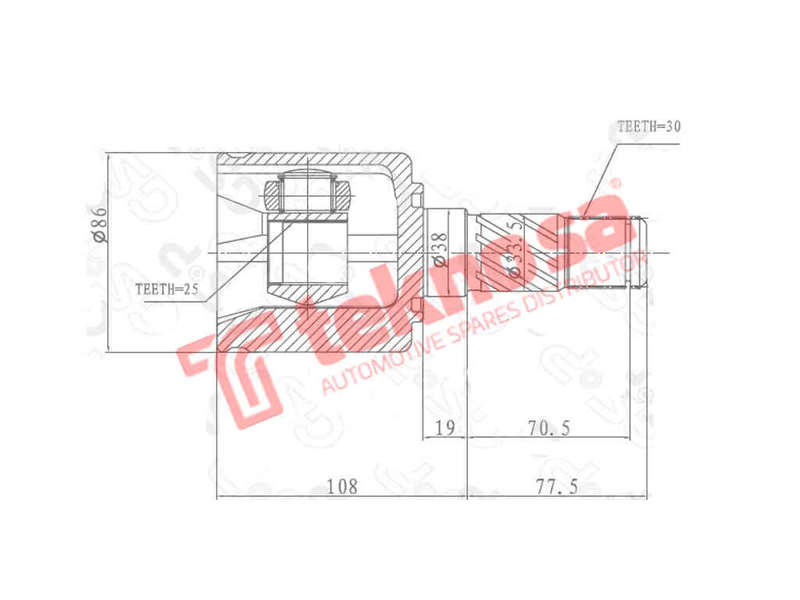 INNER CV JOINT - KA4021 (TEKNOSA)
