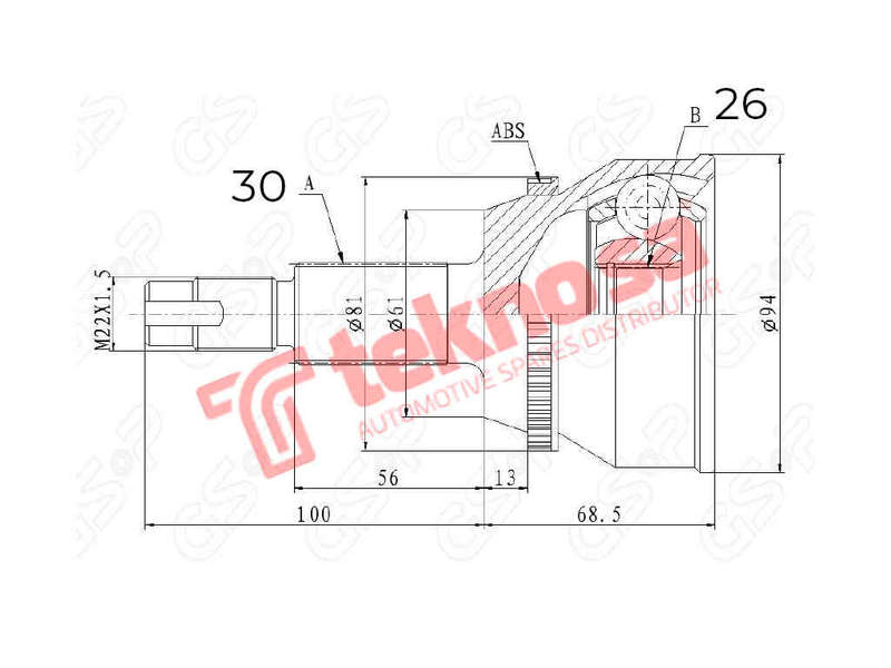 OUTER CV JOINT - LX3002A (TEKNOSA)